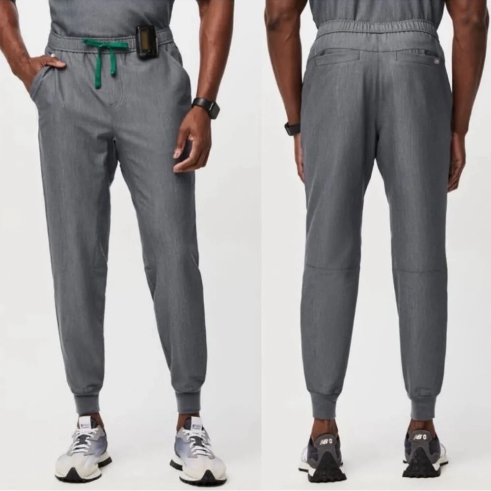 Figs Tansen Jogger Scrub‎ Pants Men's Gray Green Drawstring Size Small